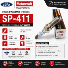 Bougie d’allumage SP-411 AYF22FM | Compatible Ford & Mazda