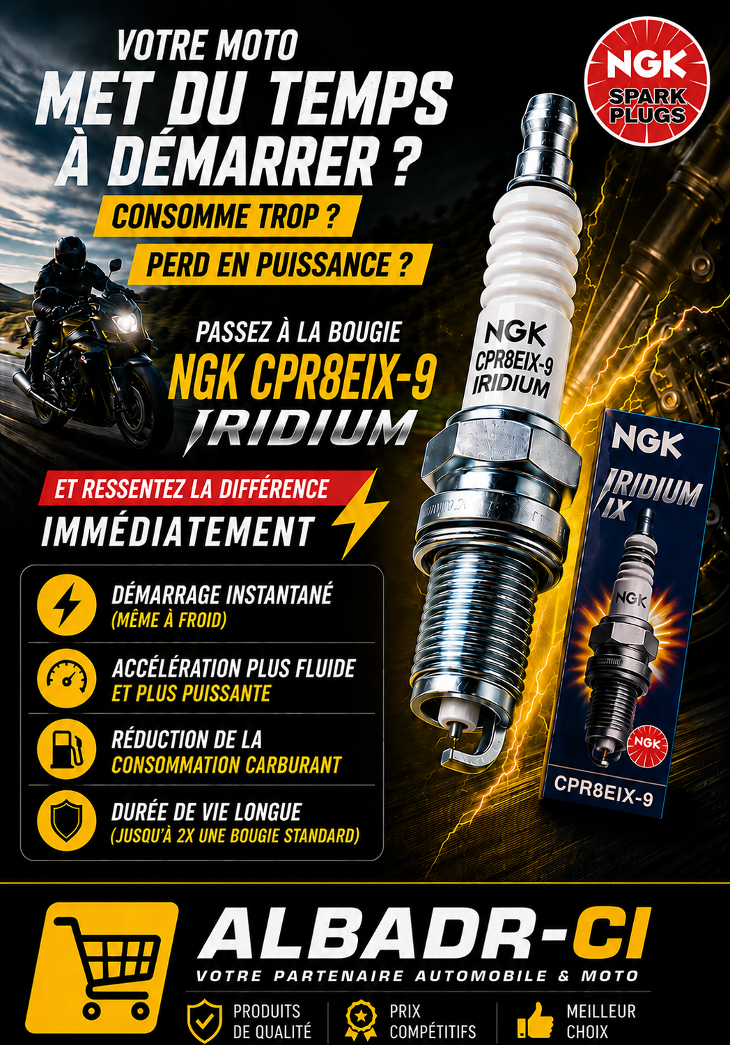 NGK CPR8EAIX-9 PUISSANCE