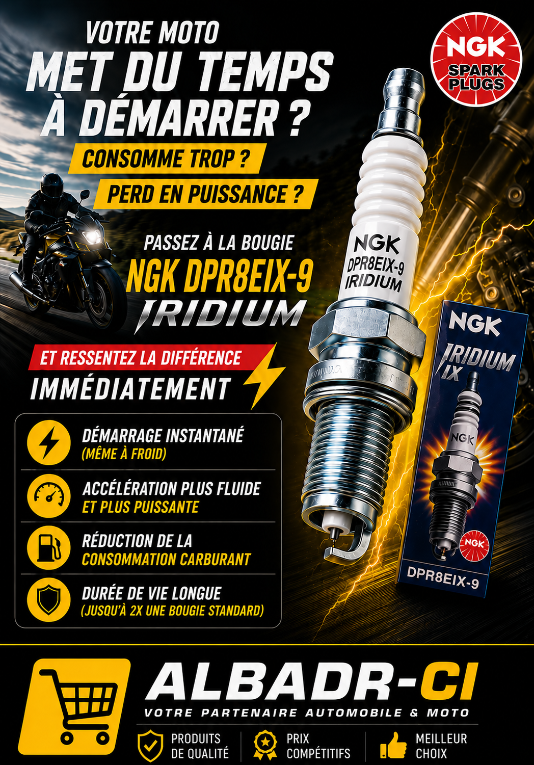 NGK DPR8EIX-9 PUISSANCE